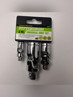 PITTSBURGH 63141 3 piece Universal Joint Socket Set 1/4" 3/8" 1/2" Drive-NEW